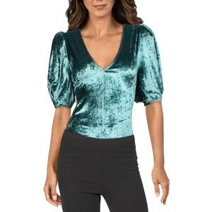 NWOT Free People Intimately Don't You Wish Teal Velvet Bodysuit - Size Small